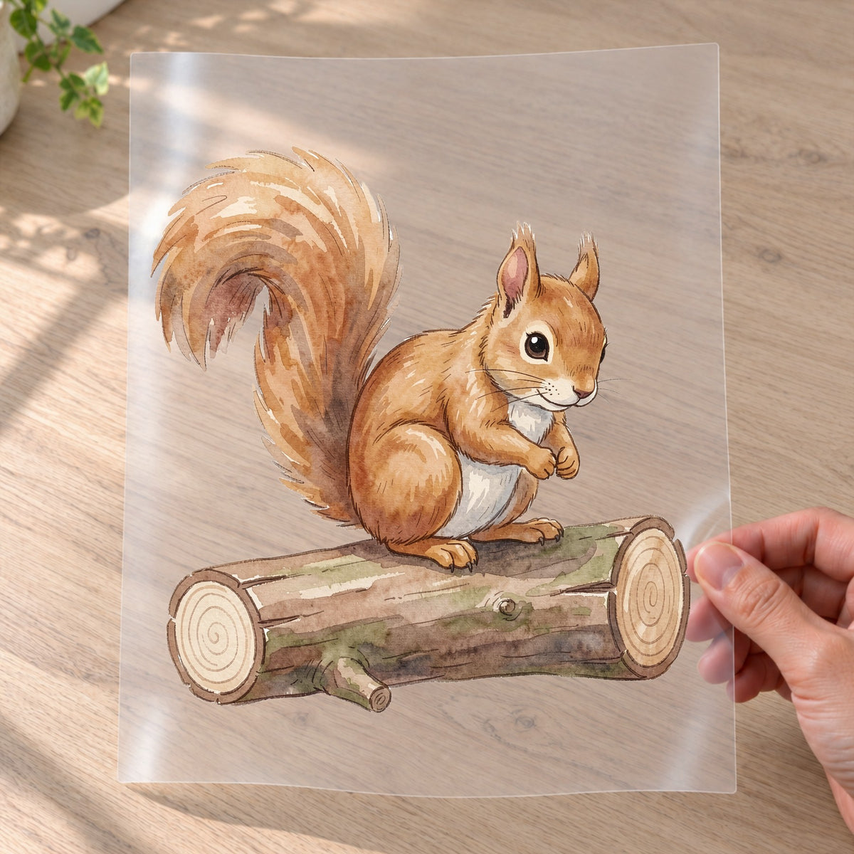 Bügelbild: Eichhörnchen auf dem Ast inkl. Anleitung – auf Transferfolie