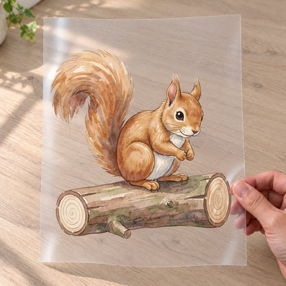 Bügelbild: Eichhörnchen auf dem Ast inkl. Anleitung – auf Transferfolie
