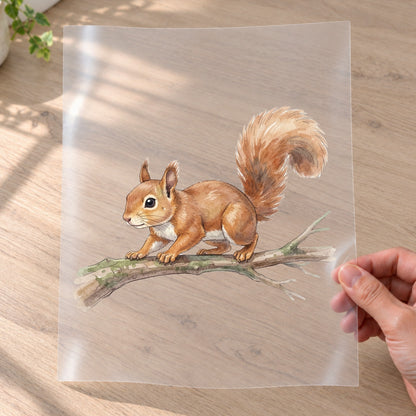 Bügelbild: Eichhörnchen auf der Pirsch inkl. Anleitung – auf Transferfolie