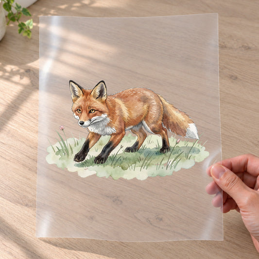 Bügelbild: Fuchs bei der Jagd inkl. Anleitung – auf Transferfolie
