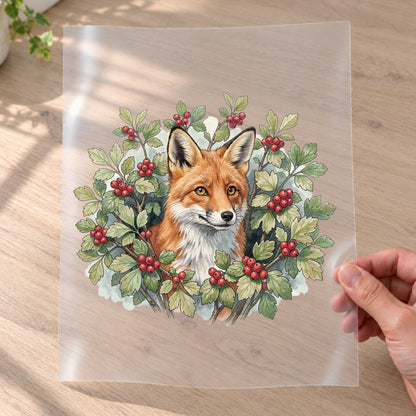 Bügelbild: Fuchs im Beerenbusch inkl. Anleitung – auf Transferfolie