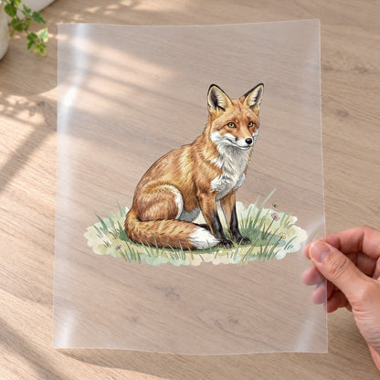 Bügelbild: Fuchs im frischen Grün inkl. Anleitung – auf Transferfolie