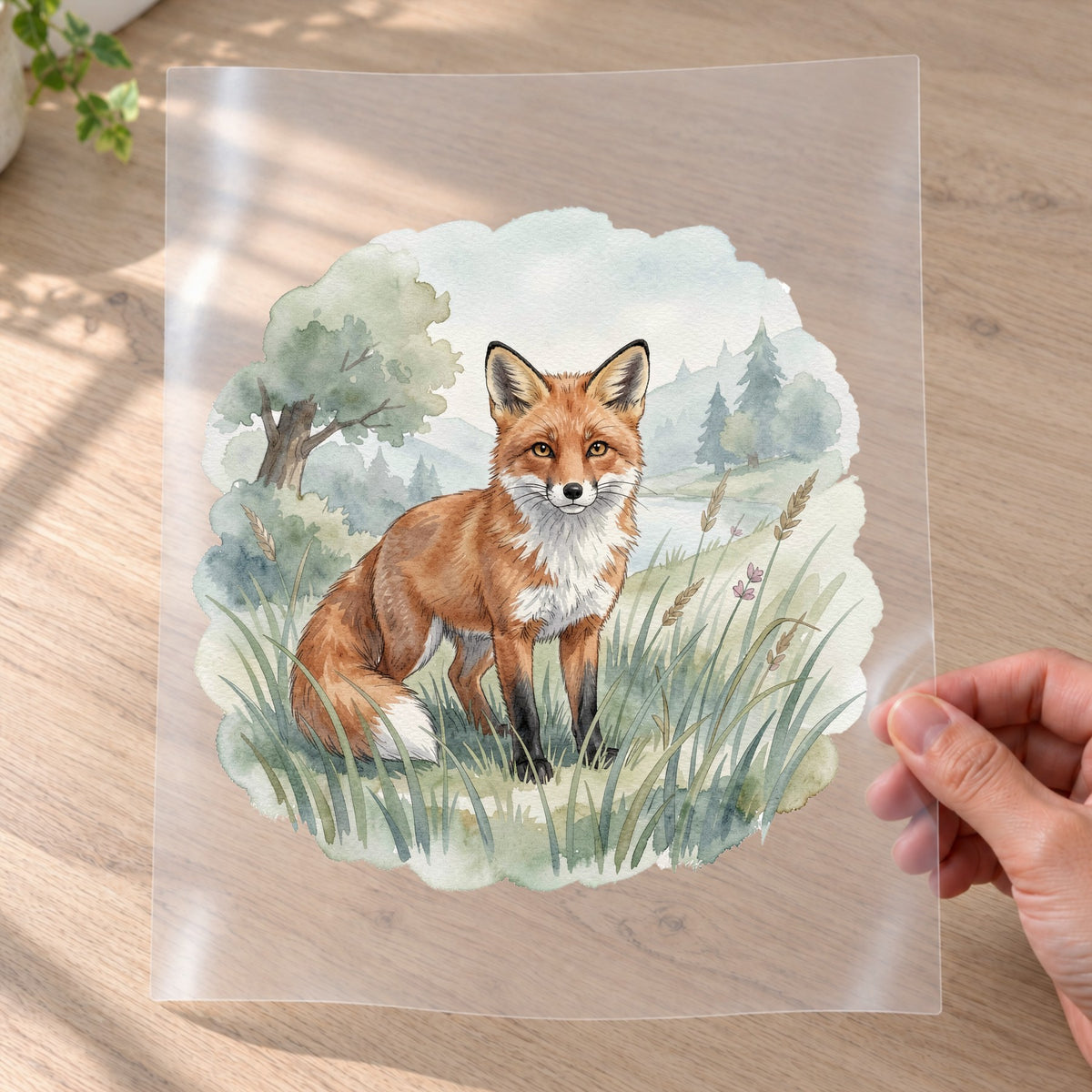 Bügelbild: Fuchs im Frühlingsgras inkl. Anleitung – auf Transferfolie