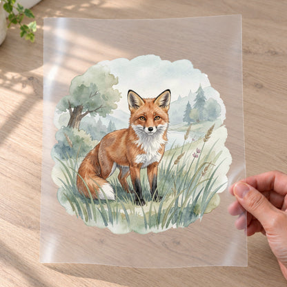 Bügelbild: Fuchs im Frühlingsgras inkl. Anleitung – auf Transferfolie