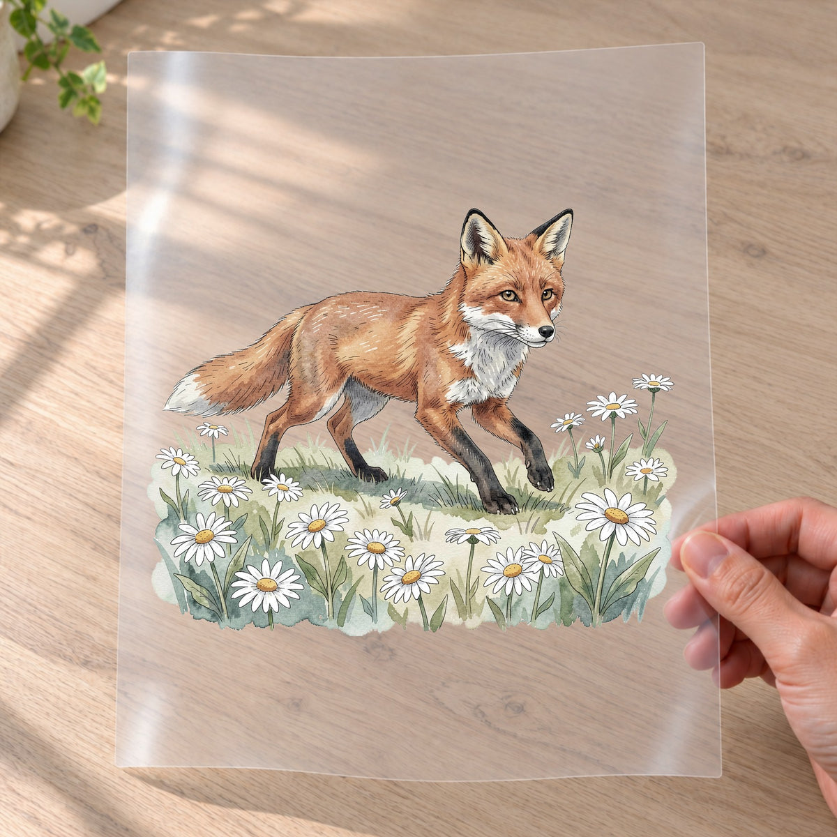 Bügelbild: Fuchs im Mohnfeld inkl. Anleitung – auf Transferfolie