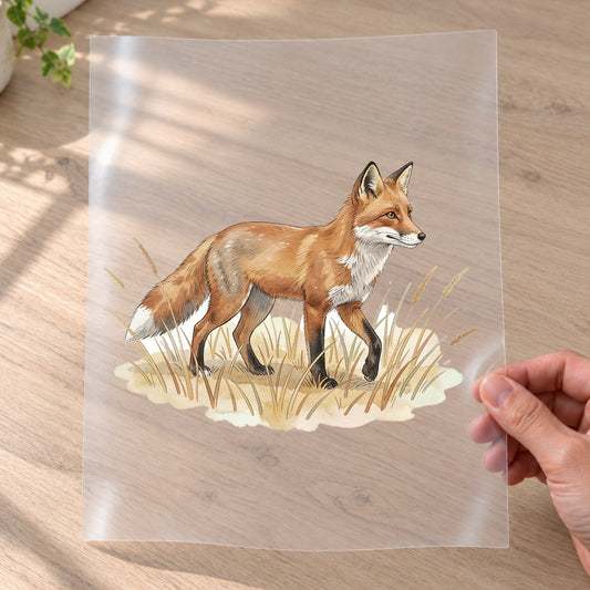 Bügelbild: Fuchs im trockenen Gras inkl. Anleitung – auf Transferfolie