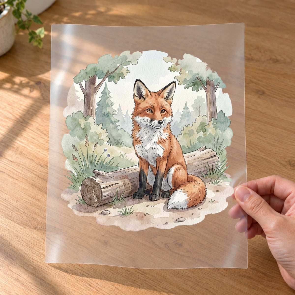 Bügelbild: Fuchs mit neugierigem Blick inkl. Anleitung – auf Transferfolie