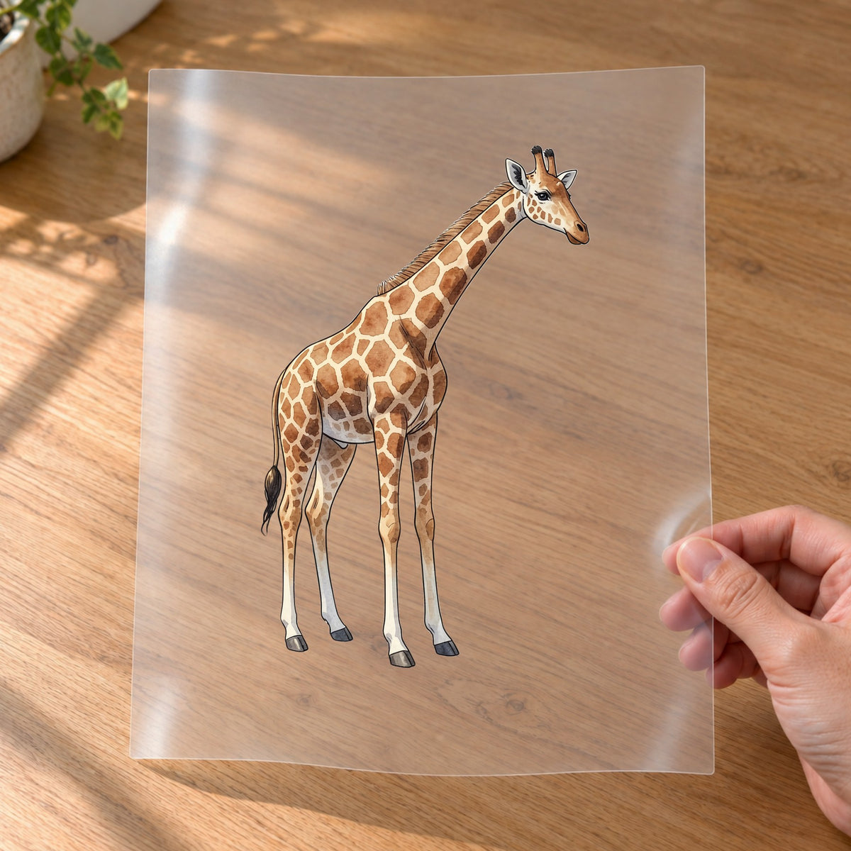 Bügelbild: Giraffe im Grasland inkl. Anleitung – auf Transferfolie