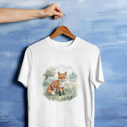 Bügelbild: Fuchs im Frühlingsgras inkl. Anleitung – auf weißem T-Shirt