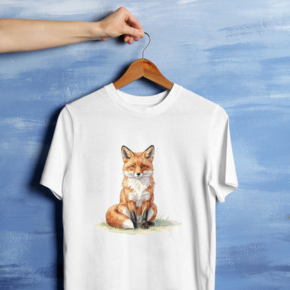 Bügelbild: Fuchs im Gras inkl. Anleitung – auf weißem T-Shirt