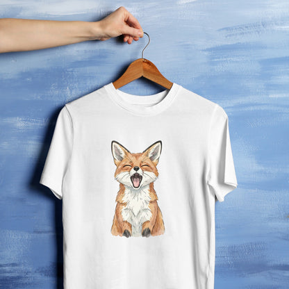 Bügelbild: Gähnender Fuchs inkl. Anleitung – auf weißem T-Shirt