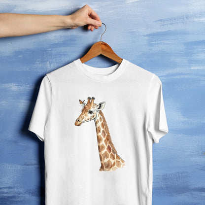 Bügelbild: Giraffe mit Schmetterling inkl. Anleitung – auf weißem T-Shirt