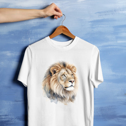 Bügelbild: Löwe mit Seitenblick inkl. Anleitung – auf weißem T-Shirt
