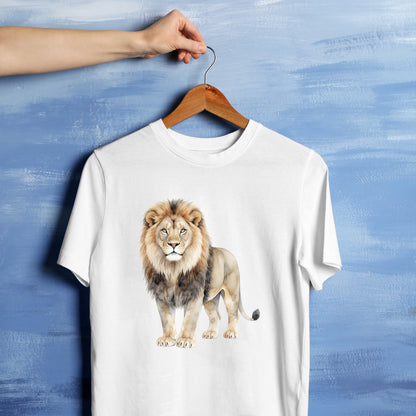 Bügelbild: Stolzer Löwe mit Mähne inkl. Anleitung – auf weißem T-Shirt