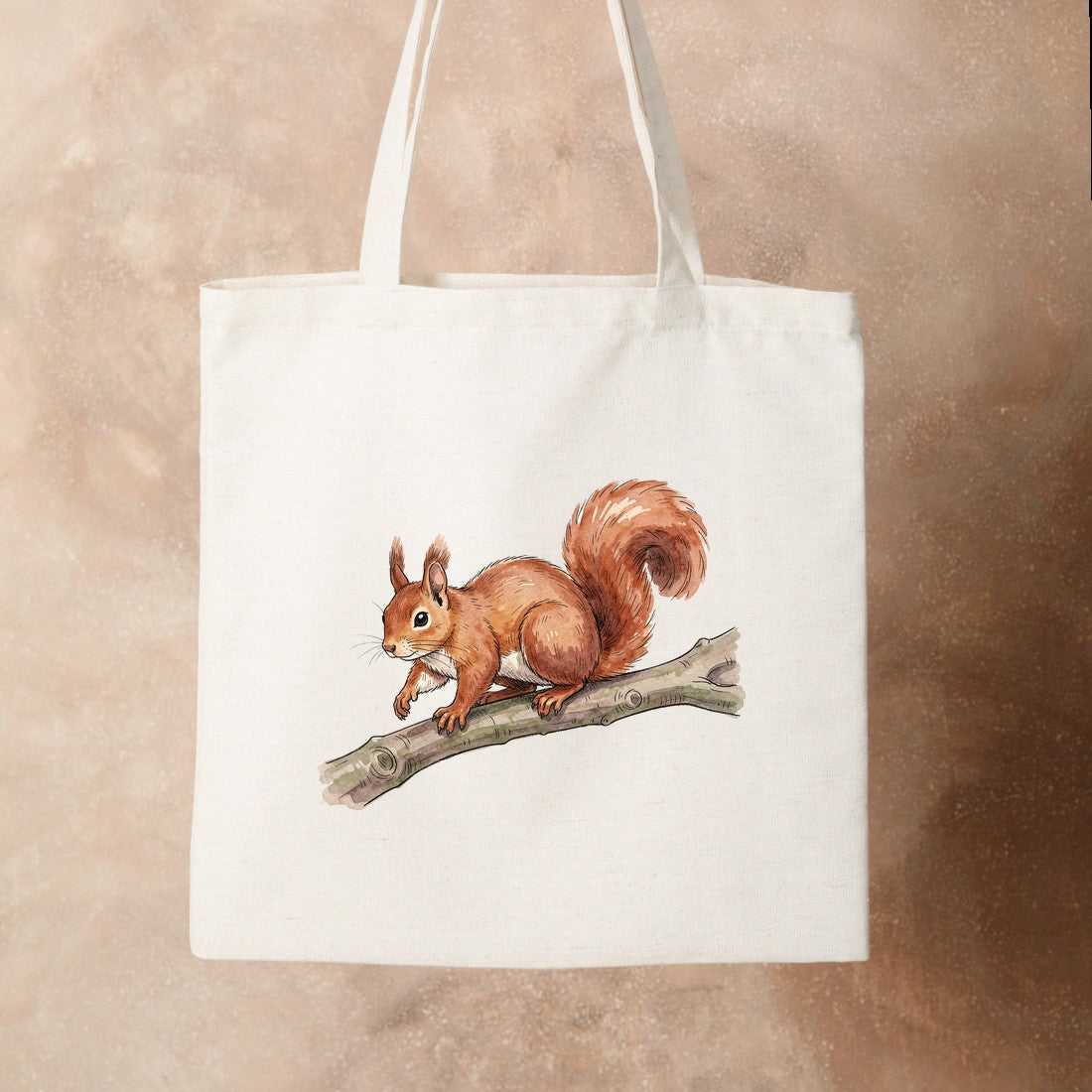 Bügelbild: Eichhörnchen auf dem Sprung inkl. Anleitung – auf Stofftasche