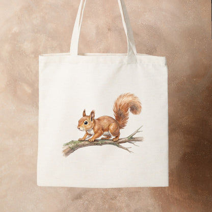 Bügelbild: Eichhörnchen auf der Pirsch inkl. Anleitung – auf Stofftasche
