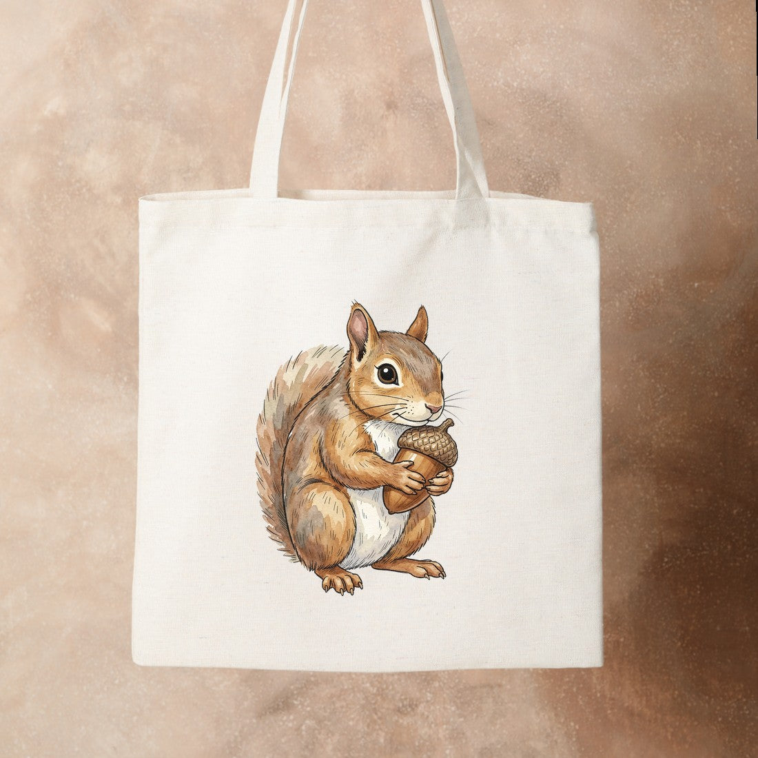 Bügelbild: Eichhörnchen mit Eichel inkl. Anleitung – auf Stofftasche