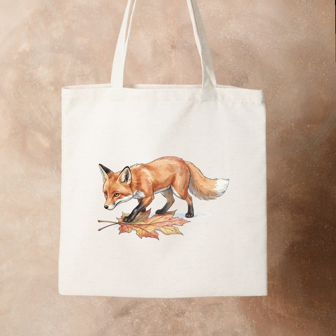 Bügelbild: Fuchs auf Laubspaziergang inkl. Anleitung – auf Stofftasche