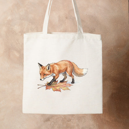 Bügelbild: Fuchs auf Laubspaziergang inkl. Anleitung – auf Stofftasche