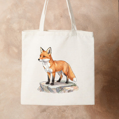Bügelbild: Fuchs auf Stein inkl. Anleitung – auf Stofftasche