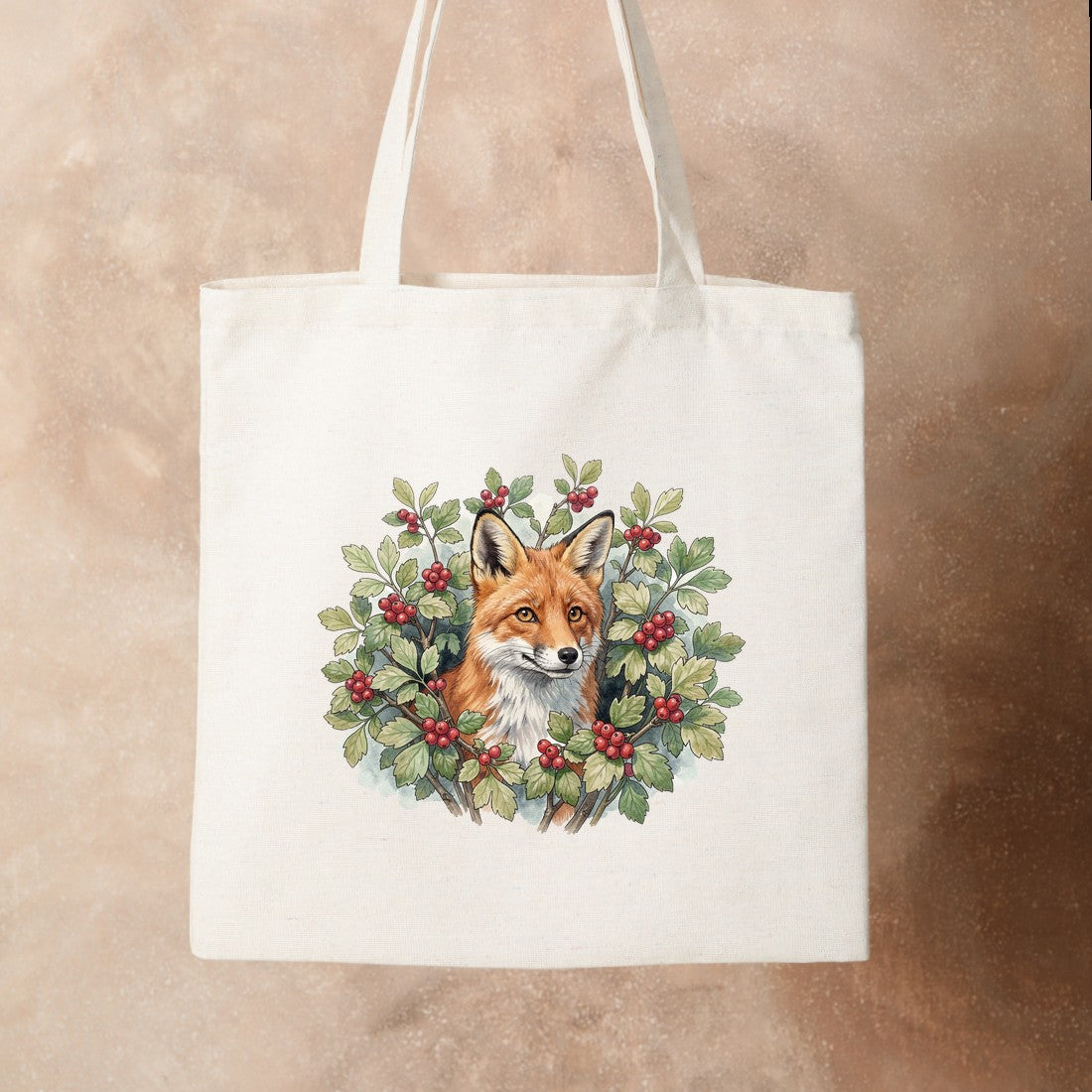 Bügelbild: Fuchs im Beerenbusch inkl. Anleitung – auf Stofftasche