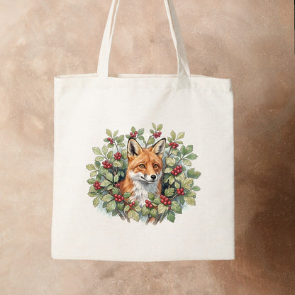 Bügelbild: Fuchs im Beerenbusch inkl. Anleitung – auf Stofftasche