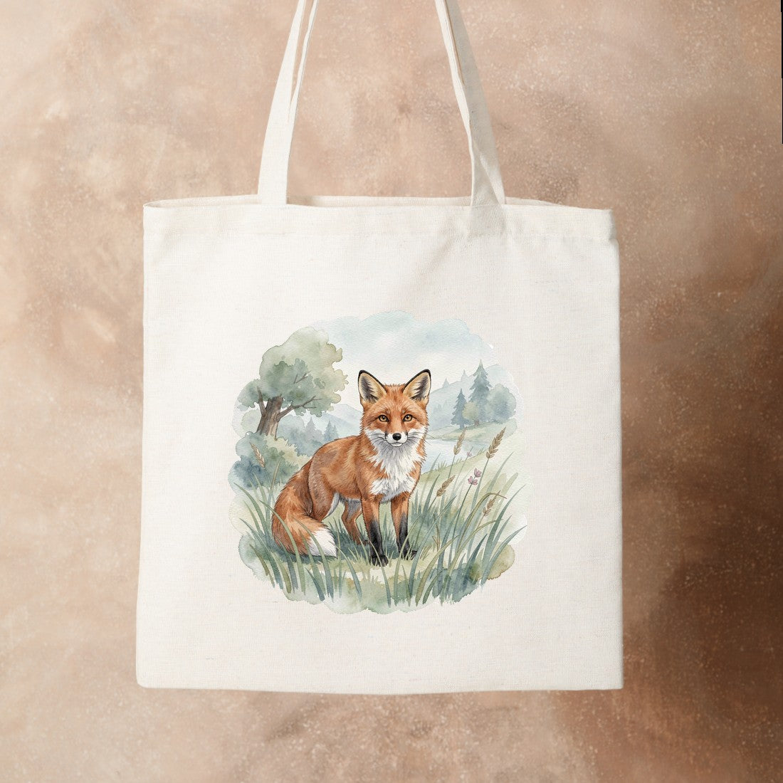 Bügelbild: Fuchs im Frühlingsgras inkl. Anleitung – auf Stofftasche