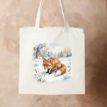 Bügelbild: Fuchs im Schneerundgang inkl. Anleitung – auf Stofftasche