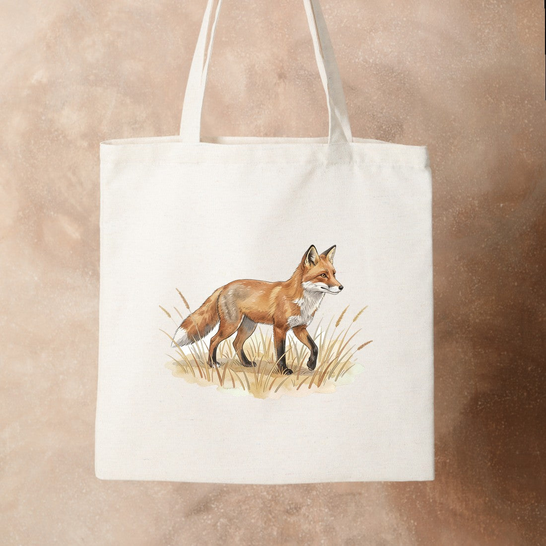 Bügelbild: Fuchs im trockenen Gras inkl. Anleitung – auf Stofftasche