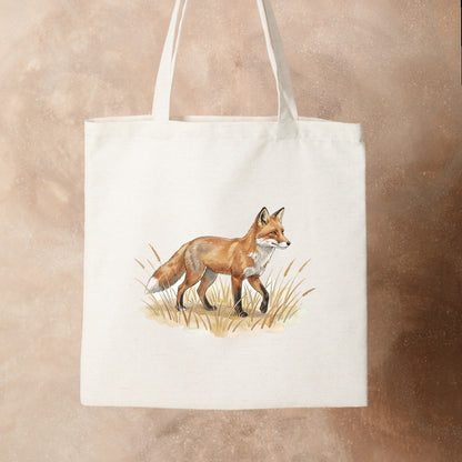 Bügelbild: Fuchs im trockenen Gras inkl. Anleitung – auf Stofftasche