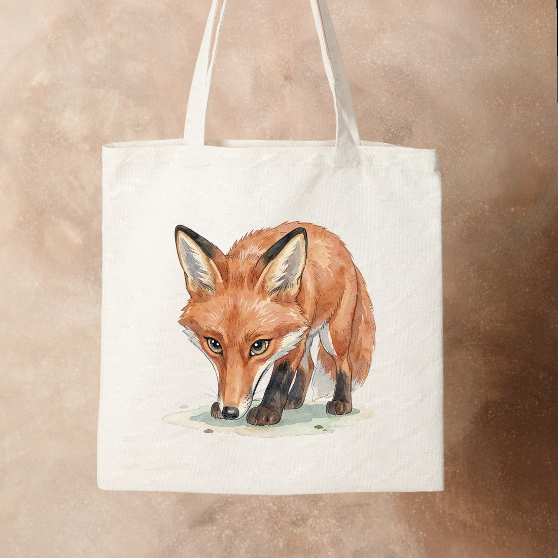 Bügelbild: Fuchs in der Jägerpose inkl. Anleitung – auf Stofftasche