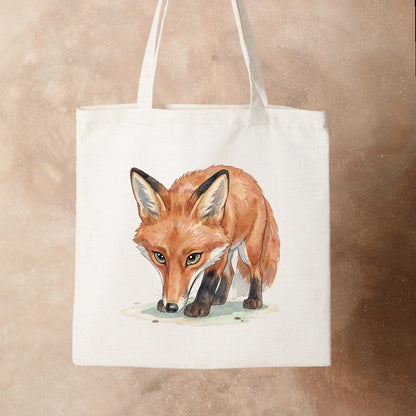 Bügelbild: Fuchs in der Jägerpose inkl. Anleitung – auf Stofftasche