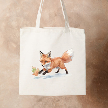 Bügelbild: Fuchs mit Herbstblatt inkl. Anleitung – auf Stofftasche