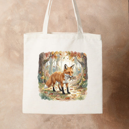 Bügelbild: Fuchs mit Maus im Herbst inkl. Anleitung – auf Stofftasche