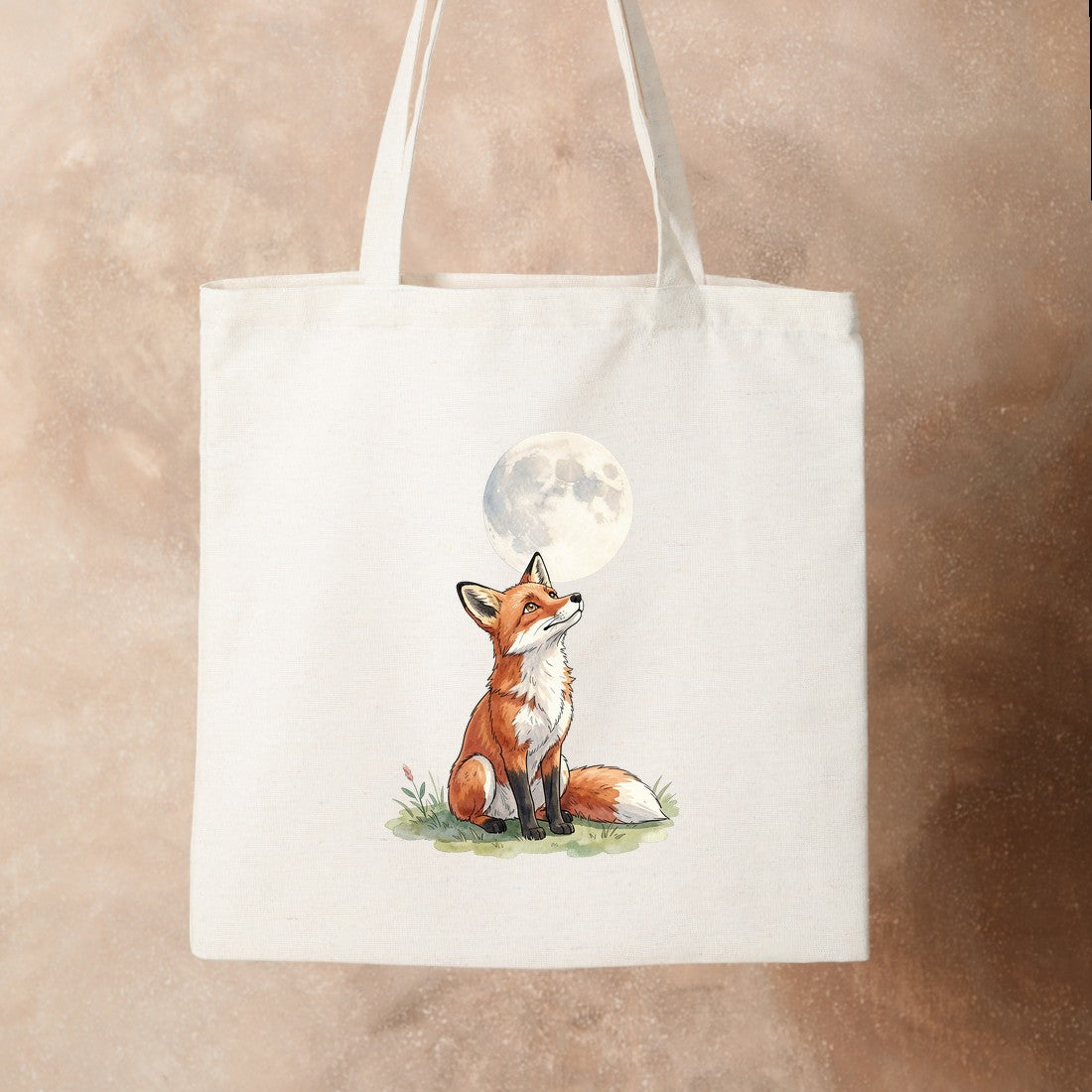 Bügelbild: Fuchs unter Vollmond inkl. Anleitung – auf Stofftasche