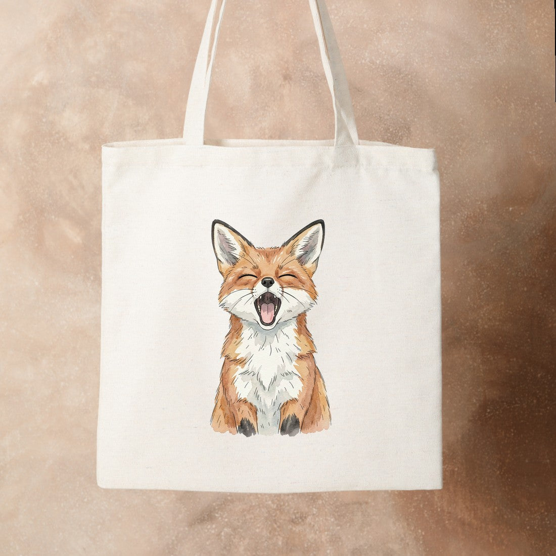 Bügelbild: Gähnender Fuchs inkl. Anleitung – auf Stofftasche