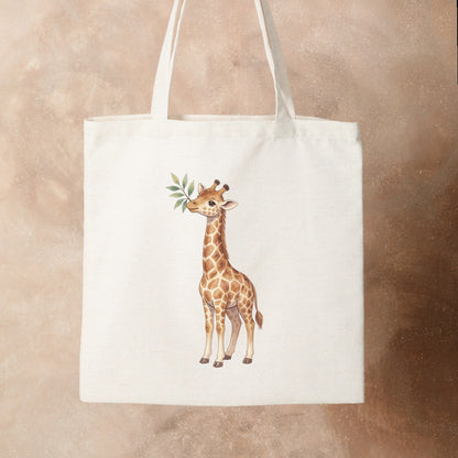 Bügelbild: Giraffe mit Blatt im Maul inkl. Anleitung – auf Stofftasche