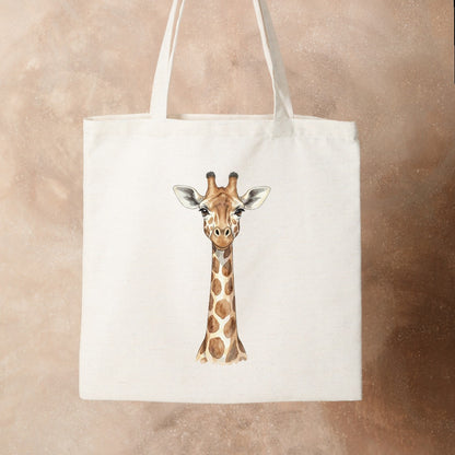Bügelbild: Giraffe mit langem Hals inkl. Anleitung – auf Stofftasche